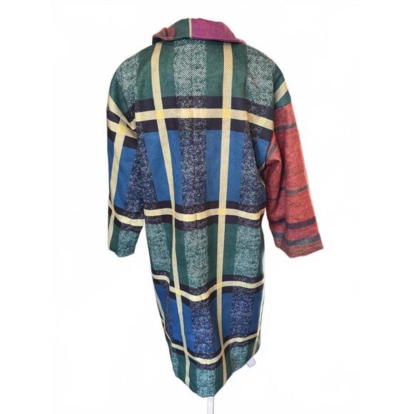 Multi-Color Plaid Women's Long Coat, Medium (NWT) - Picture 3 of 5